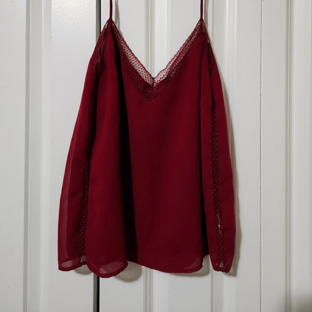 Burgundy Lace Trim Camisole Top